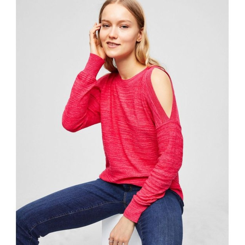 LOFT Spacedye Cold Shoulder Sweater